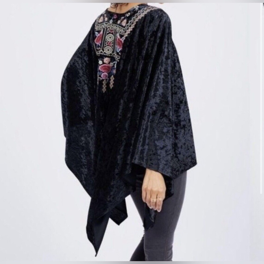 Philosophy Republic Clothing Open Front Wrap Velvet Embroidered Boho Cover Up - Picture 8 of 8
